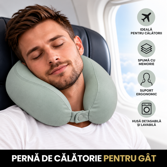 Perna de Calatorie pentru Gat din Spuma cu Memorie, Gri Taupe