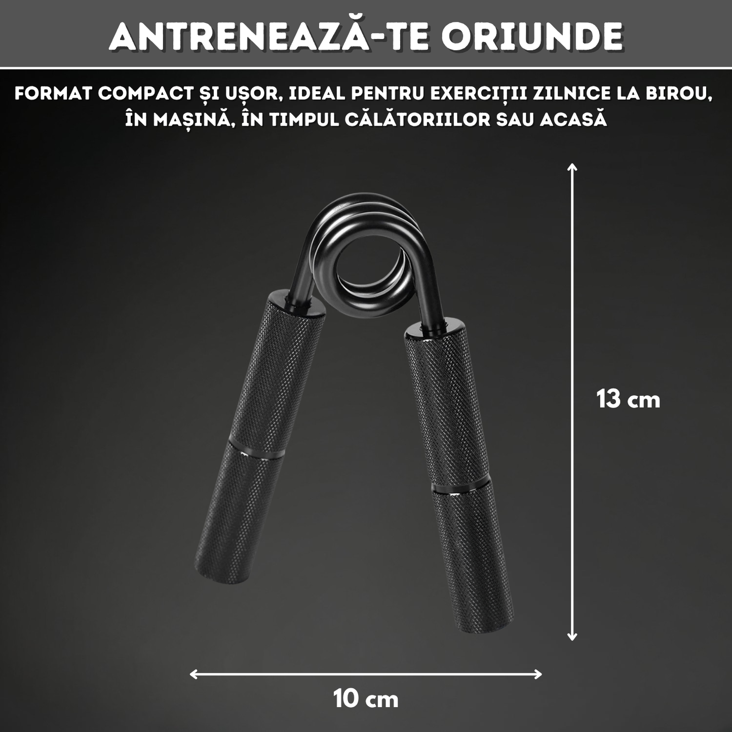 Flexor Antebraț NARCIX®, Hand Gripper Profesional Negru, Rezistență 125KG, Mânere din Aluminiu Anodizat cu Textură Anti-Alunecare, Arc Rezistent, Antrenament Mâini, Degete și Priză