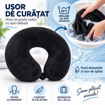 Perna de Calatorie pentru Gat din Spuma cu Memorie, Negru