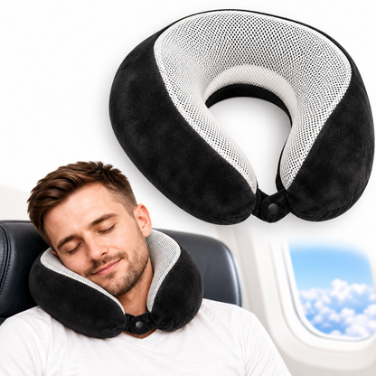 Perna de Calatorie pentru Gat cu Efect Racoritor din Spuma cu Memorie si Cooling Gel, Negru