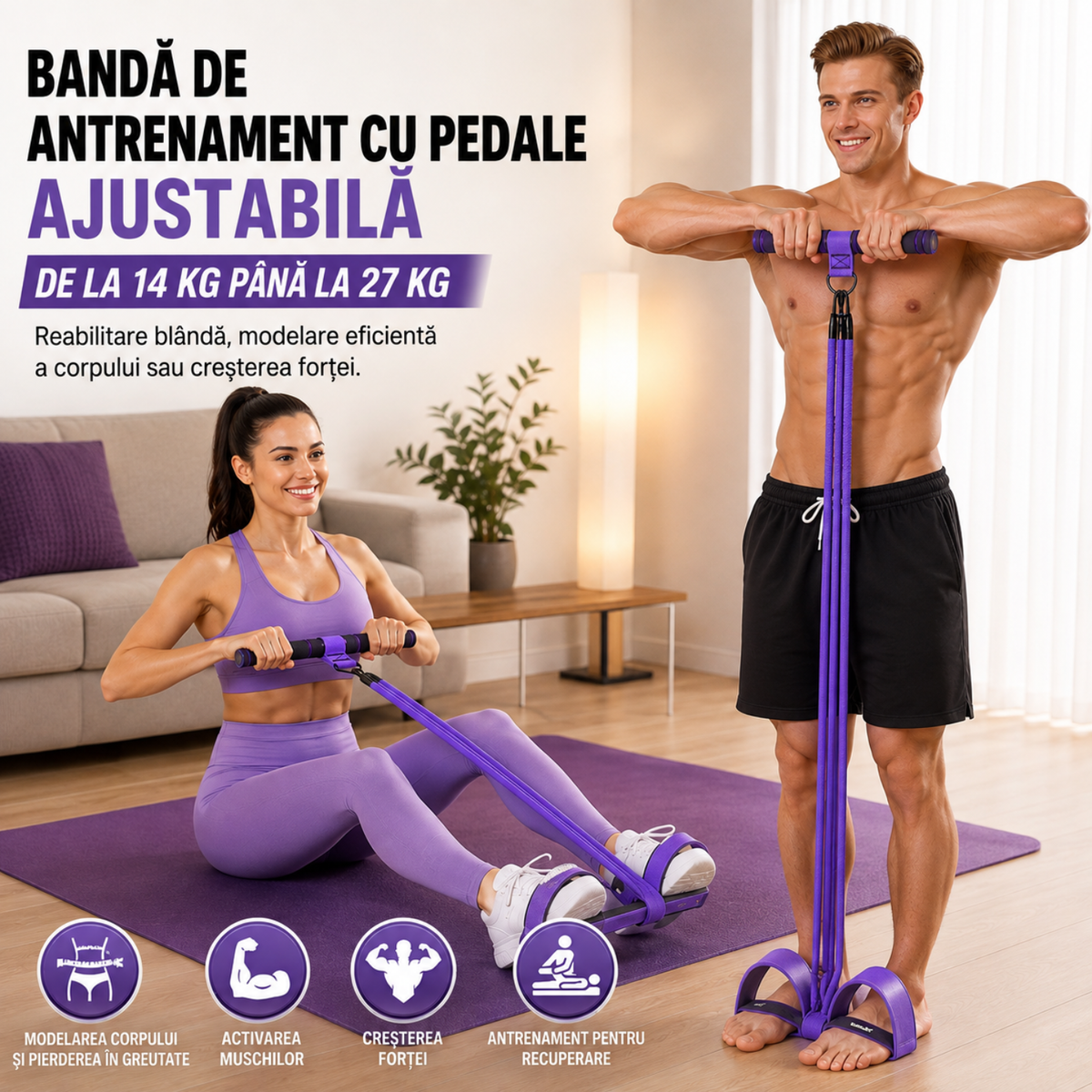Banda Elastica cu Pedale, Violet