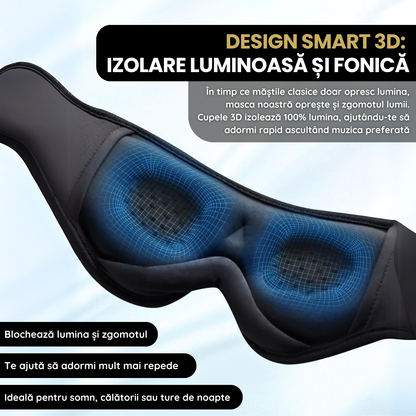 Sleeping Mask with Integrated Headphones, NARCIX®, Ideal Sleep Mask for a Deep and Peaceful Sleep, Sound and Light Isolation, Ergonomic 3D Design, Hypoallergenic Material, Bluetooth 5.1, Black