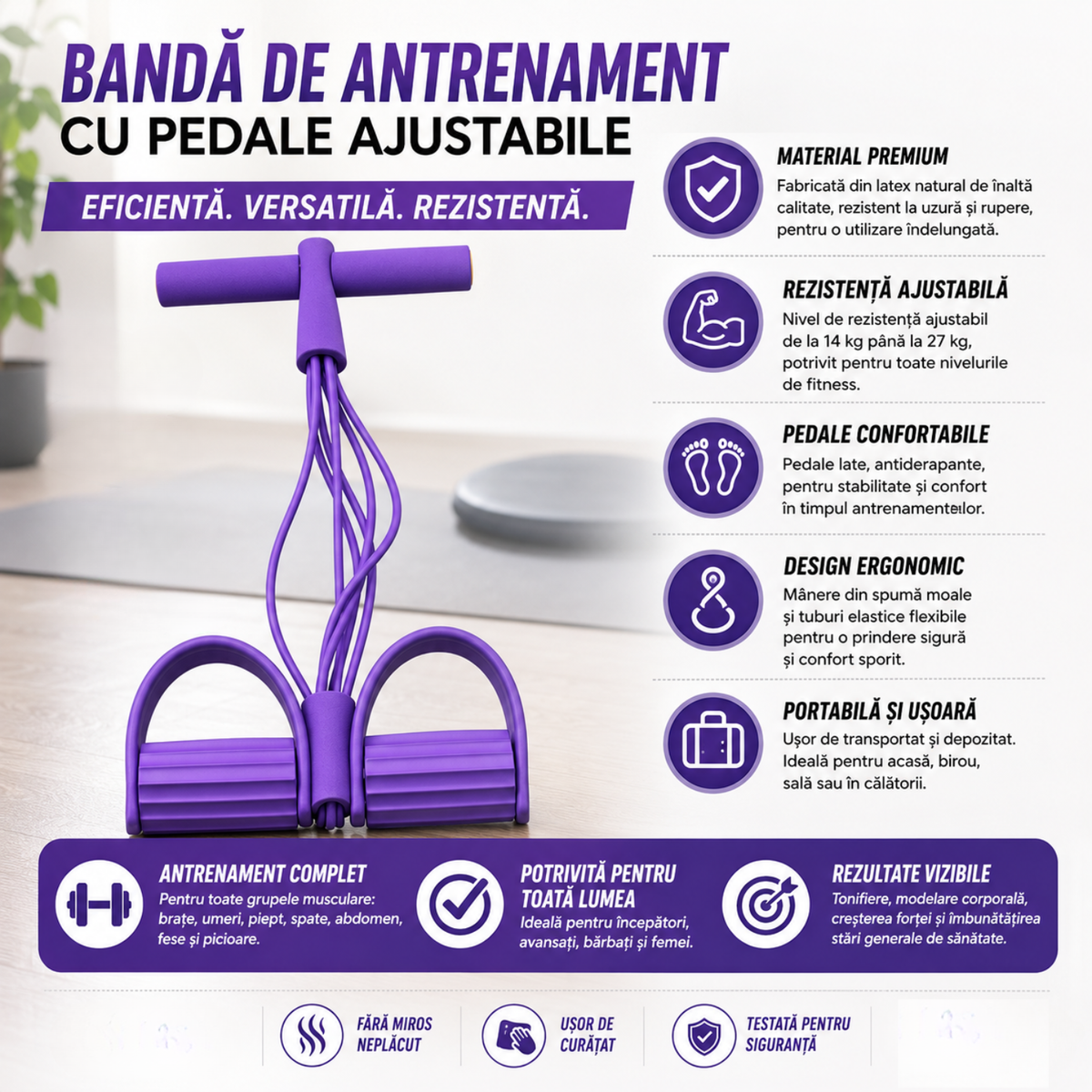 Banda Elastica cu Pedale, Violet