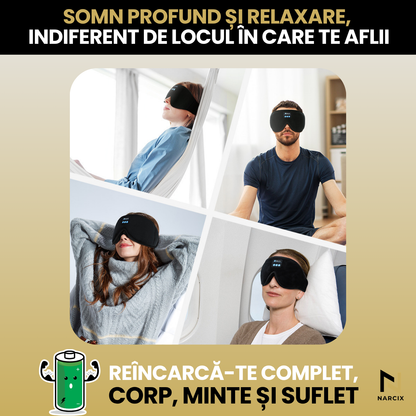 Sleeping Mask with Integrated Headphones, NARCIX®, Ideal Sleep Mask for a Deep and Peaceful Sleep, Sound and Light Isolation, Ergonomic 3D Design, Hypoallergenic Material, Bluetooth 5.1, Black