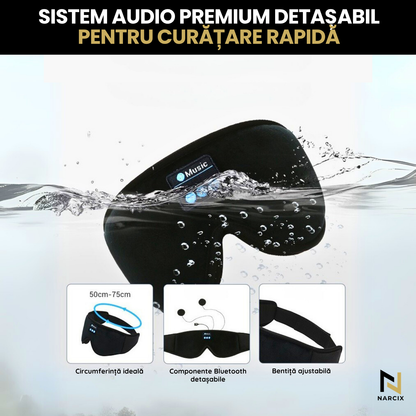 Sleeping Mask with Integrated Headphones, NARCIX®, Ideal Sleep Mask for a Deep and Peaceful Sleep, Sound and Light Isolation, Ergonomic 3D Design, Hypoallergenic Material, Bluetooth 5.1, Black