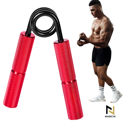 Flexor Antebraț NARCIX®, Hand Gripper Profesional Roșu, Rezistență 100KG, Mânere din Aluminiu Anodizat cu Textură Anti-Alunecare, Arc Rezistent, Antrenament Mâini, Degete și Priză
